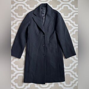 Mango Black Single-Breasted Long Trench Coat